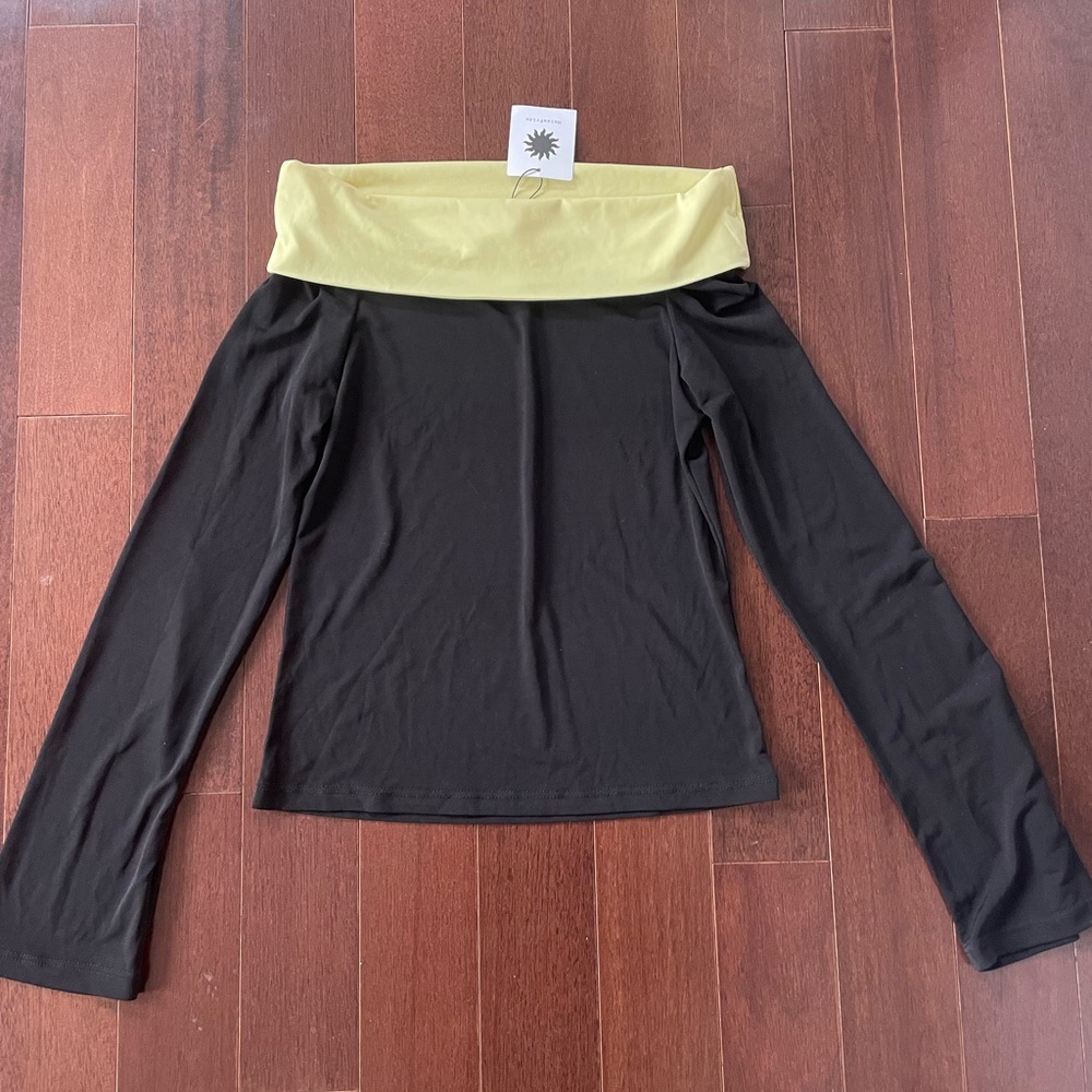 Black and Yellow Off-Shoulder Top
